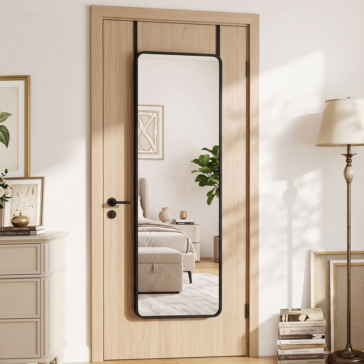 Antok Full Length Mirror, 3-in-1 Over The Door Mirror, Freestanding, Leaning & Wall Mount Full Body Mirror