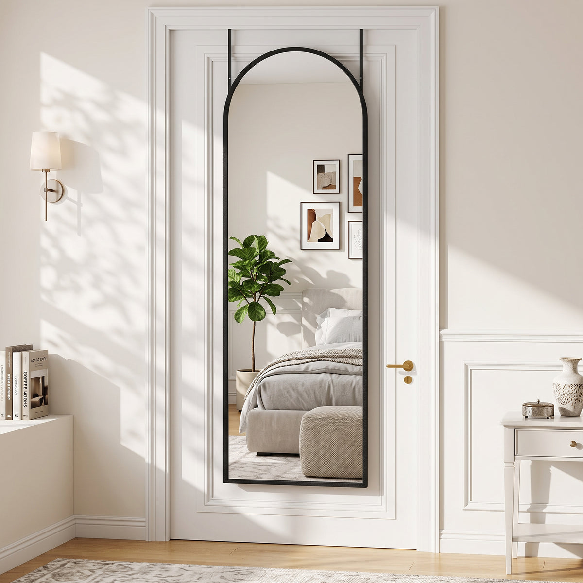 Antok Full Length Mirror, 3-in-1 Over The Door Mirror, Freestanding, Leaning & Wall Mount Full Body Mirror