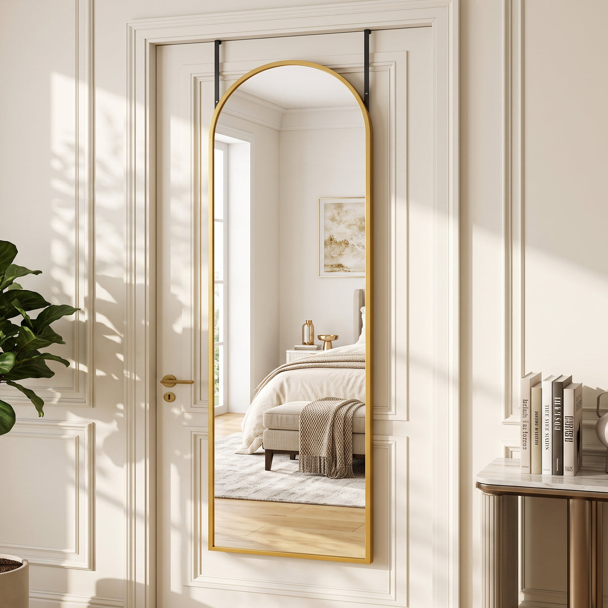 Antok Full Length Mirror, 3-in-1 Over The Door Mirror, Freestanding, Leaning & Wall Mount Full Body Mirror
