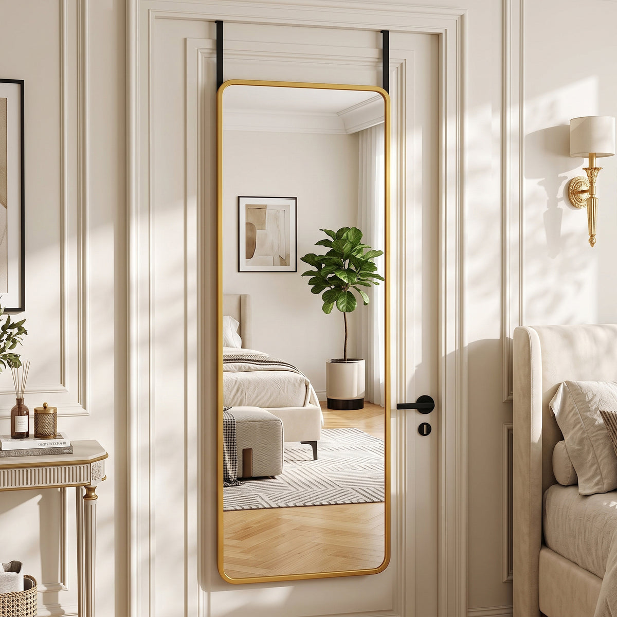 Antok Full Length Mirror, 3-in-1 Over The Door Mirror, Freestanding, Leaning & Wall Mount Full Body Mirror