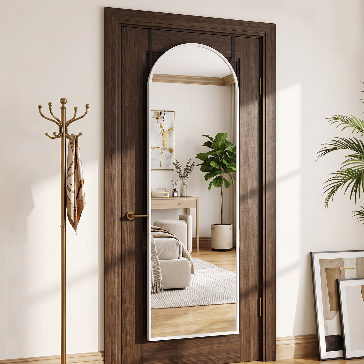 Antok Full Length Mirror, 3-in-1 Over The Door Mirror, Freestanding, Leaning & Wall Mount Full Body Mirror