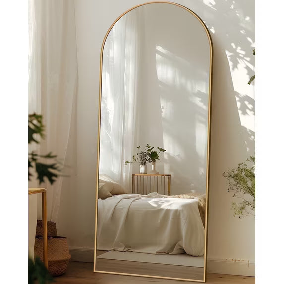 Antok Arched Full Length Floor Mirror Full Body Mirror with Stand, for Bedroom, Living Room, Cloakroom