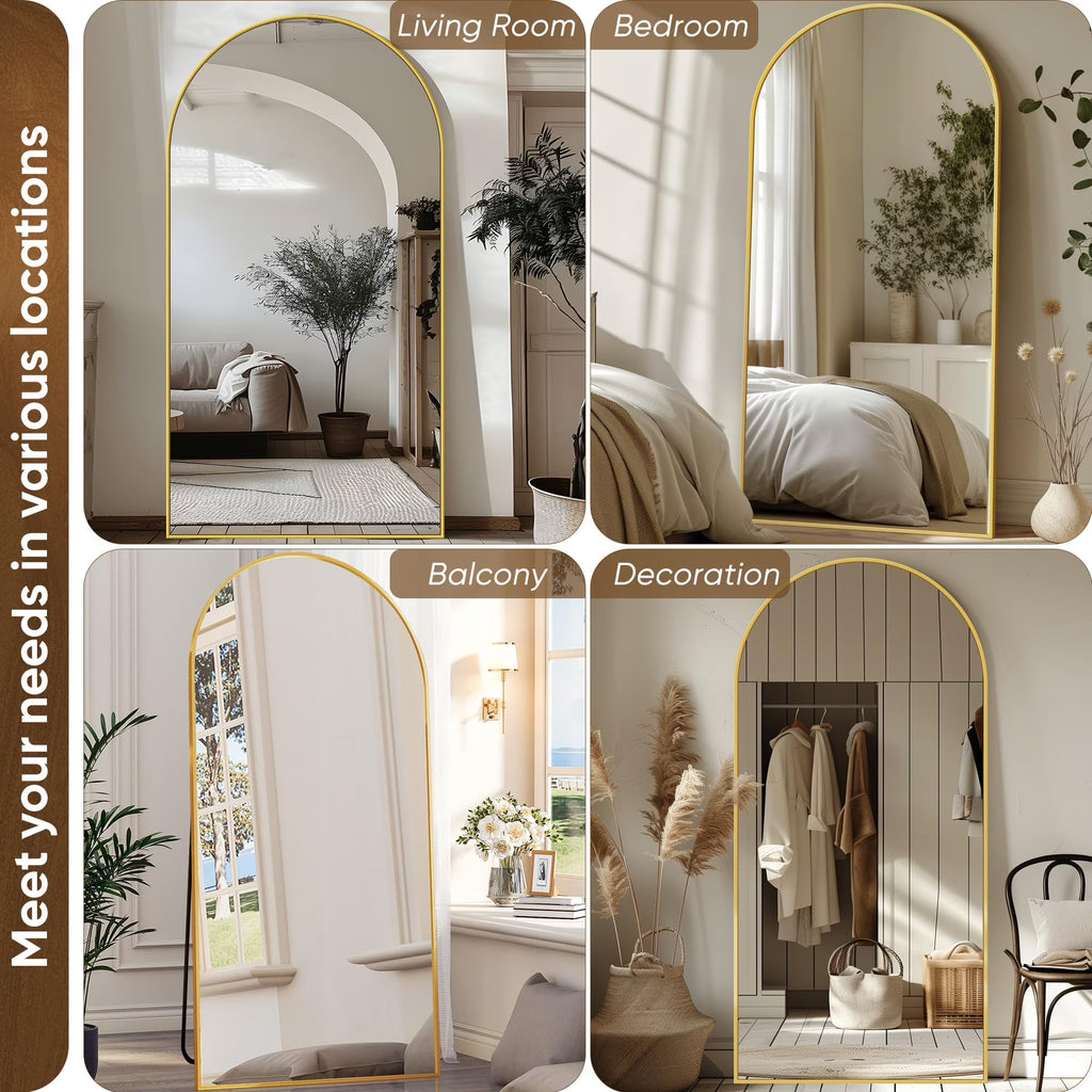Antok 71"x 28.2" Arched Full Length Mirror Standing Floor Mirror Stand Up Mirror, Gold Frame