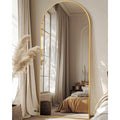 Antok 68"x26" Arched Full Length Mirror with Stand - Gold Frame Standing Floor Mirror, Full Body Mirror, Shatterproof, Freestanding/Wall Mount, for Bedroom, Dressing Room