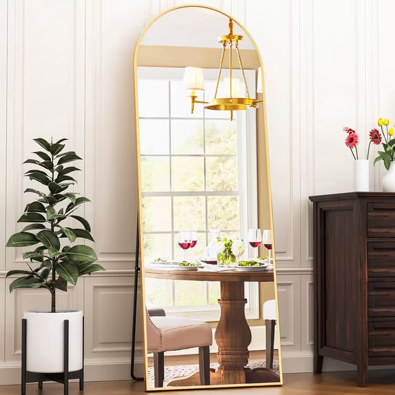 Antok Arched Full Length Floor Mirror Full Body Mirror with Stand, for Bedroom, Living Room, Cloakroom