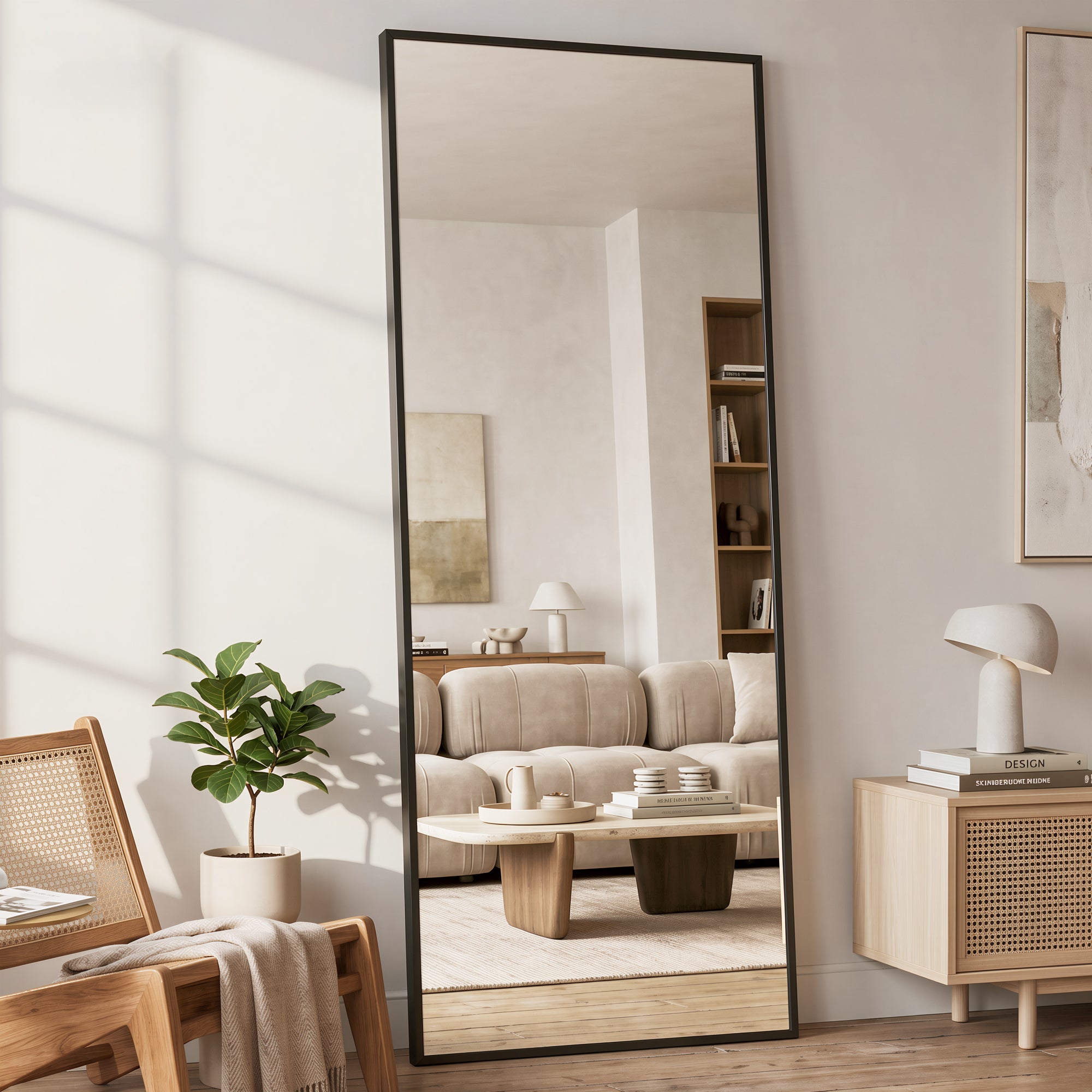 Antok Full Length Mirror, Wall Mounted Hanging Mirror with Aluminum Alloy Frame