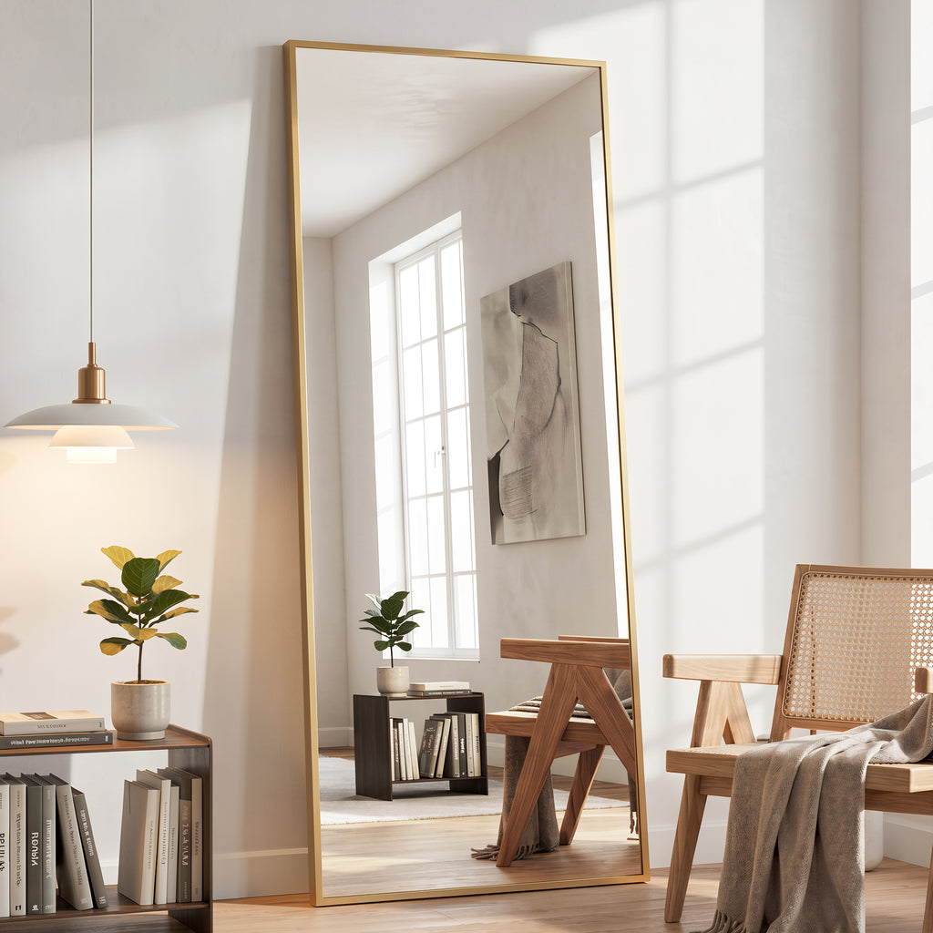 Antok Full Length Mirror, Wall Mounted Hanging Mirror with Aluminum Alloy Frame