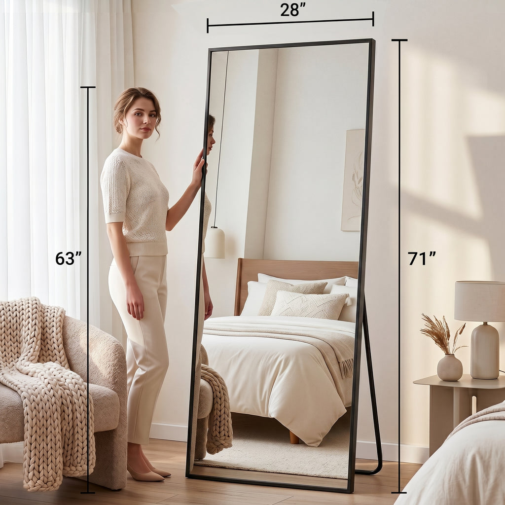 Antok Full Length Mirror, Wall Mounted Hanging Mirror with Aluminum Alloy Frame