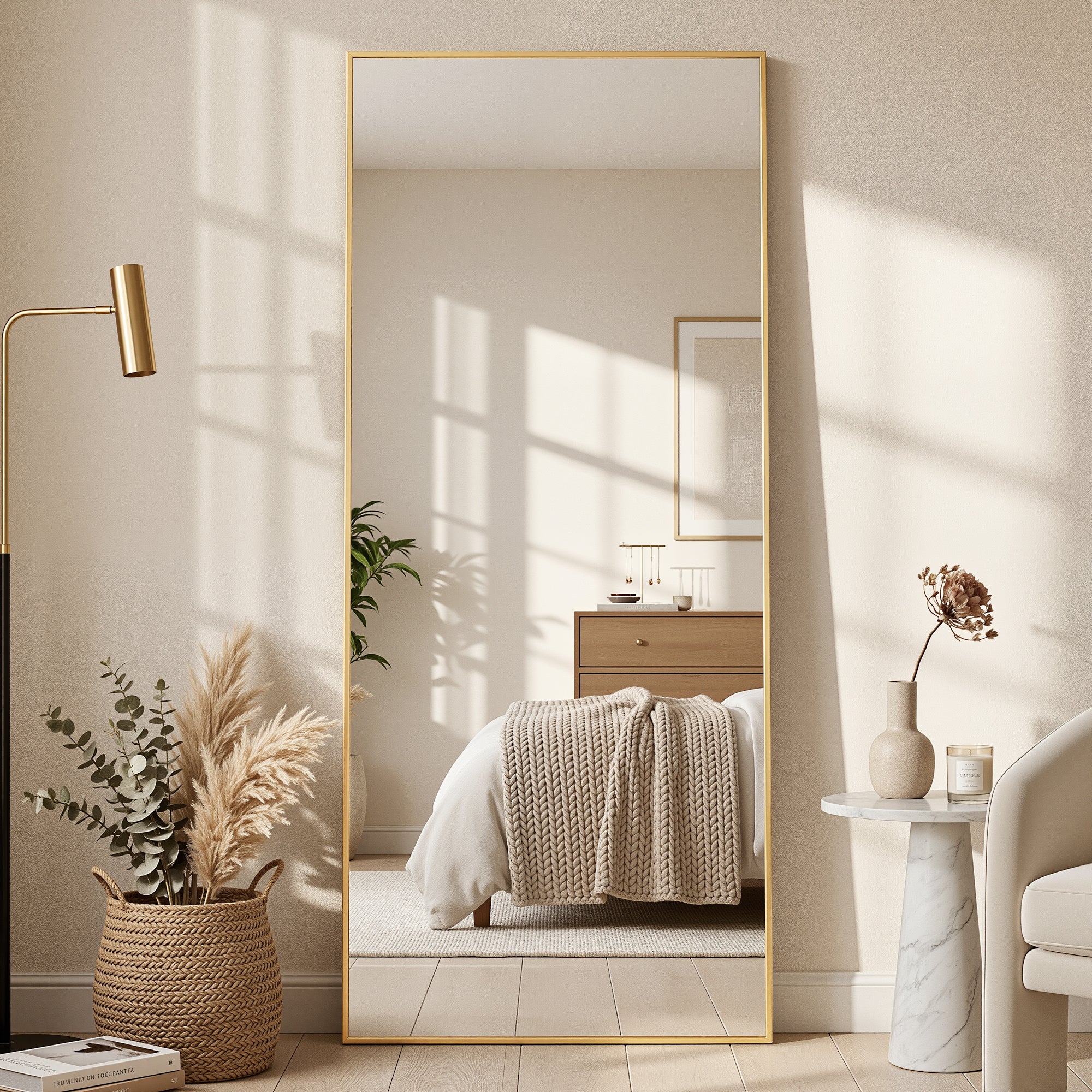 Antok Full Length Mirror, Wall Mounted Hanging Mirror with Aluminum Alloy Frame