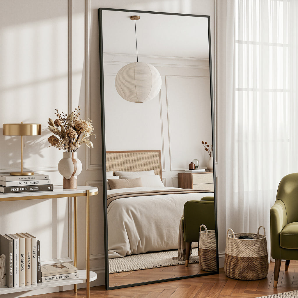 Antok Full Length Mirror, Wall Mounted Hanging Mirror with Aluminum Alloy Frame