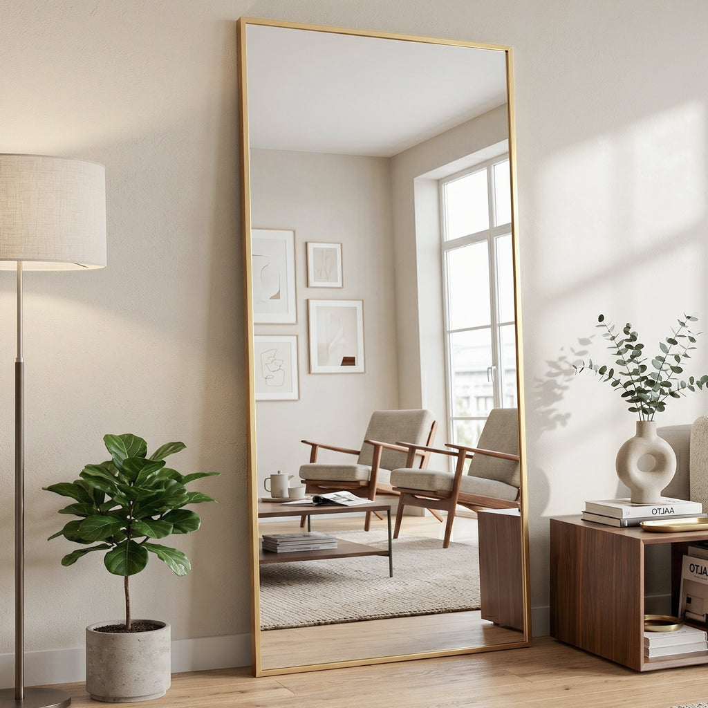Antok Full Length Mirror, Wall Mounted Hanging Mirror with Aluminum Alloy Frame