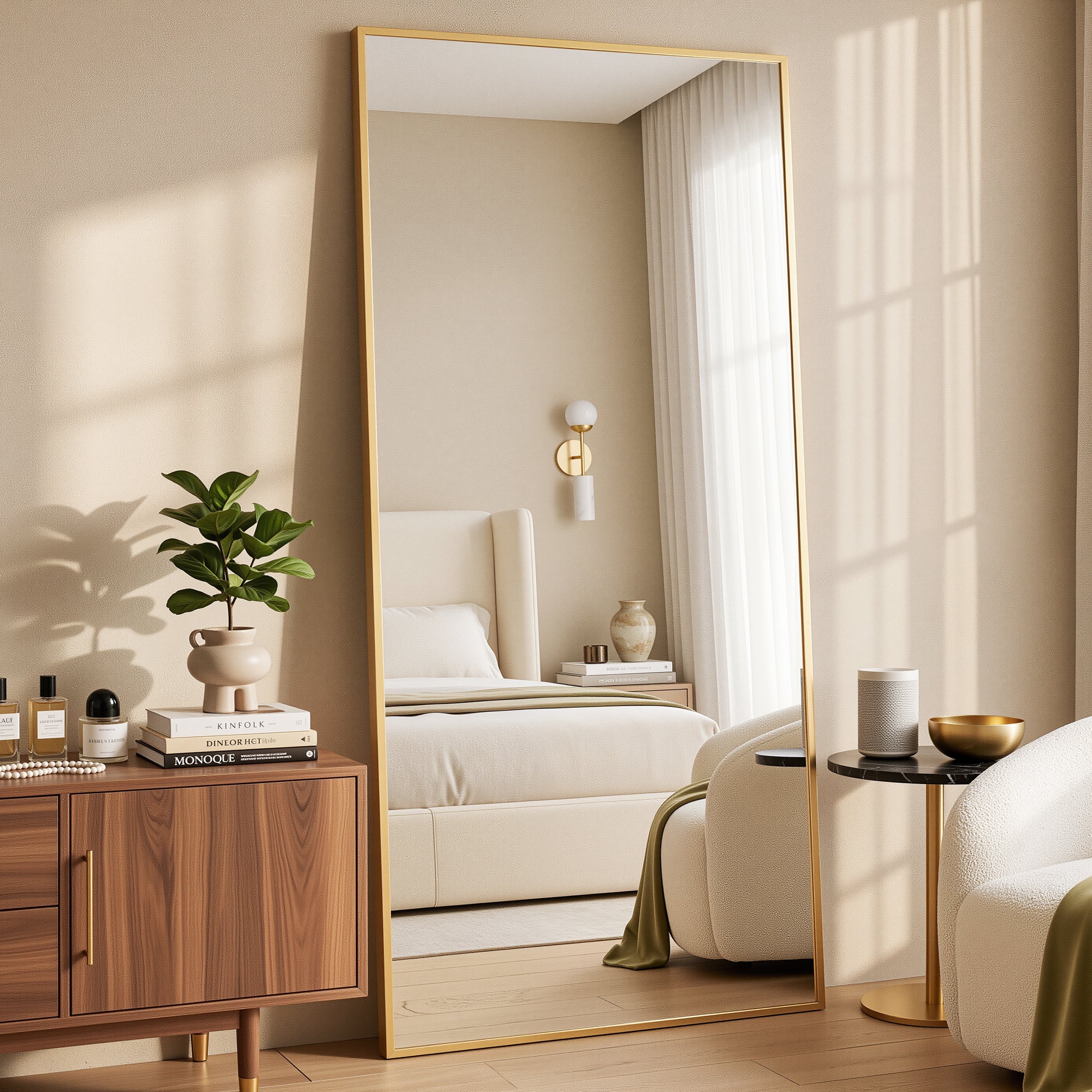 Antok Full Length Mirror, Wall Mounted Hanging Mirror with Aluminum Alloy Frame