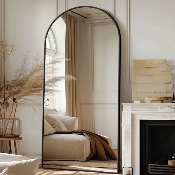 Antok Arched Full Length Floor Mirror Full Body Mirror with Stand, for Bedroom, Living Room, Cloakroom