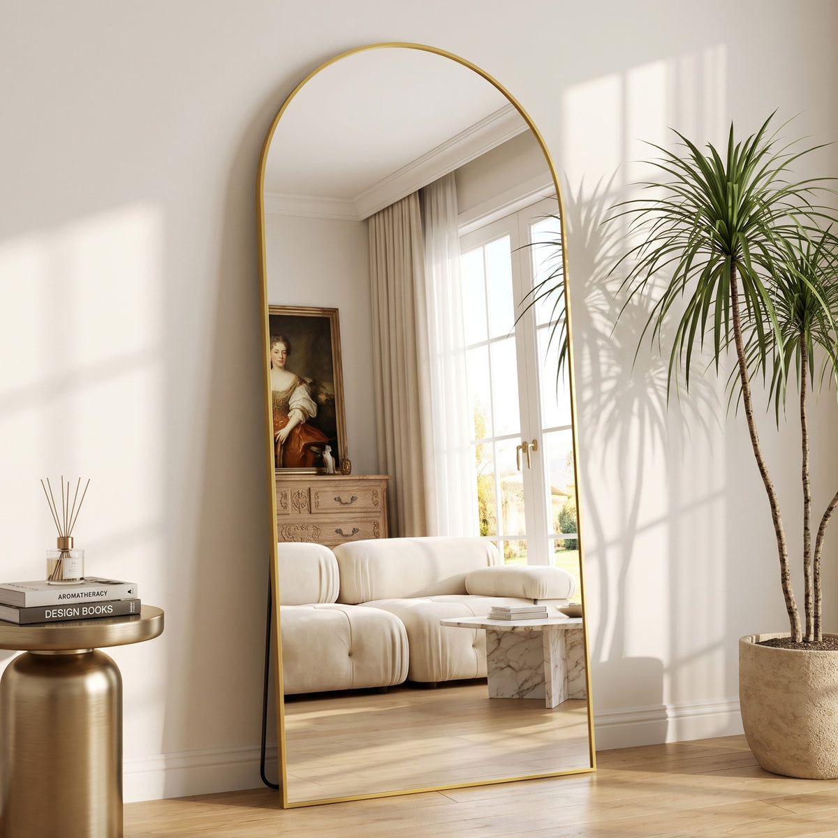 Antok Arched Full Length Floor Mirror Full Body Mirror with Stand, for Bedroom, Living Room, Cloakroom