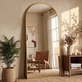 Antok Arched Full Length Mirror , Standing Floor Mirror with Black Frame, Durable Anti-Shatter Glass, Freestanding/Wall Mountable for Bedroom, Living Room, Dressing Room