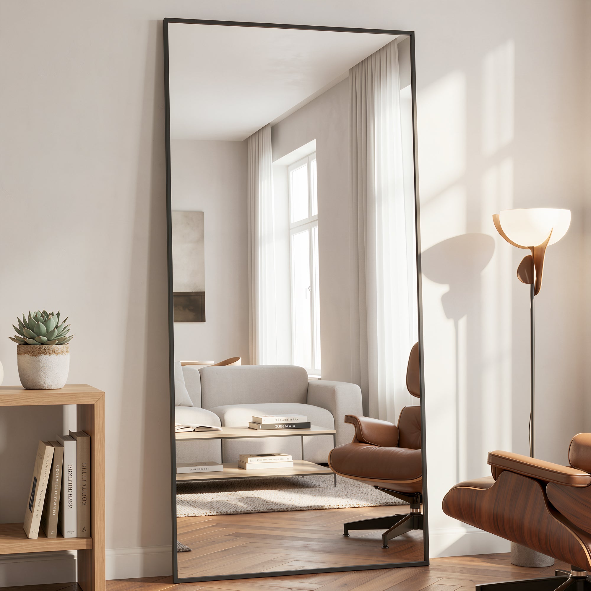 Antok Full Length Mirror, Wall Mounted Hanging Mirror with Aluminum Alloy Frame
