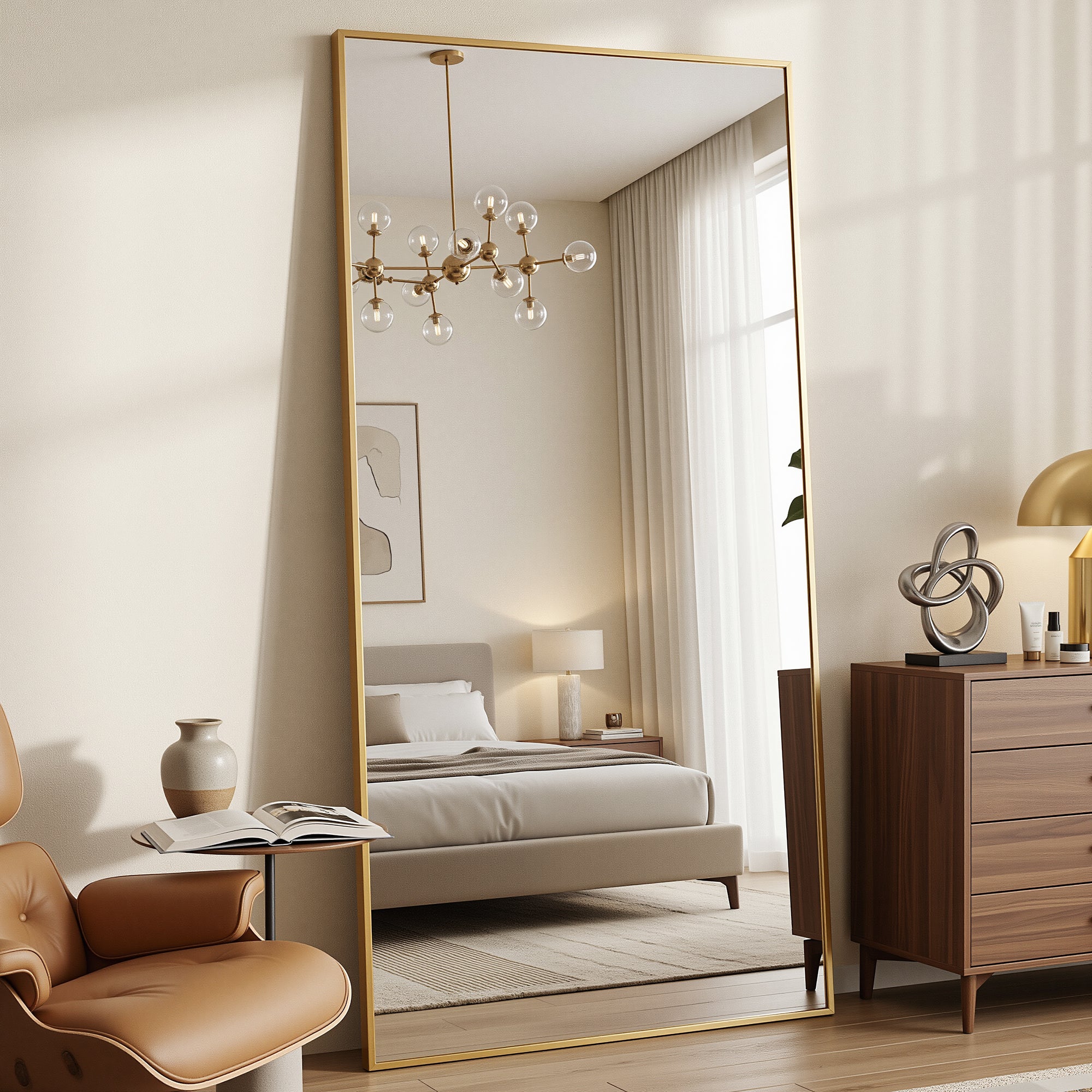 Antok Full Length Mirror, Wall Mounted Hanging Mirror with Aluminum Alloy Frame