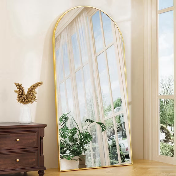 Antok Arched Full Length Floor Mirror Full Body Mirror with Stand, for Bedroom, Living Room, Cloakroom