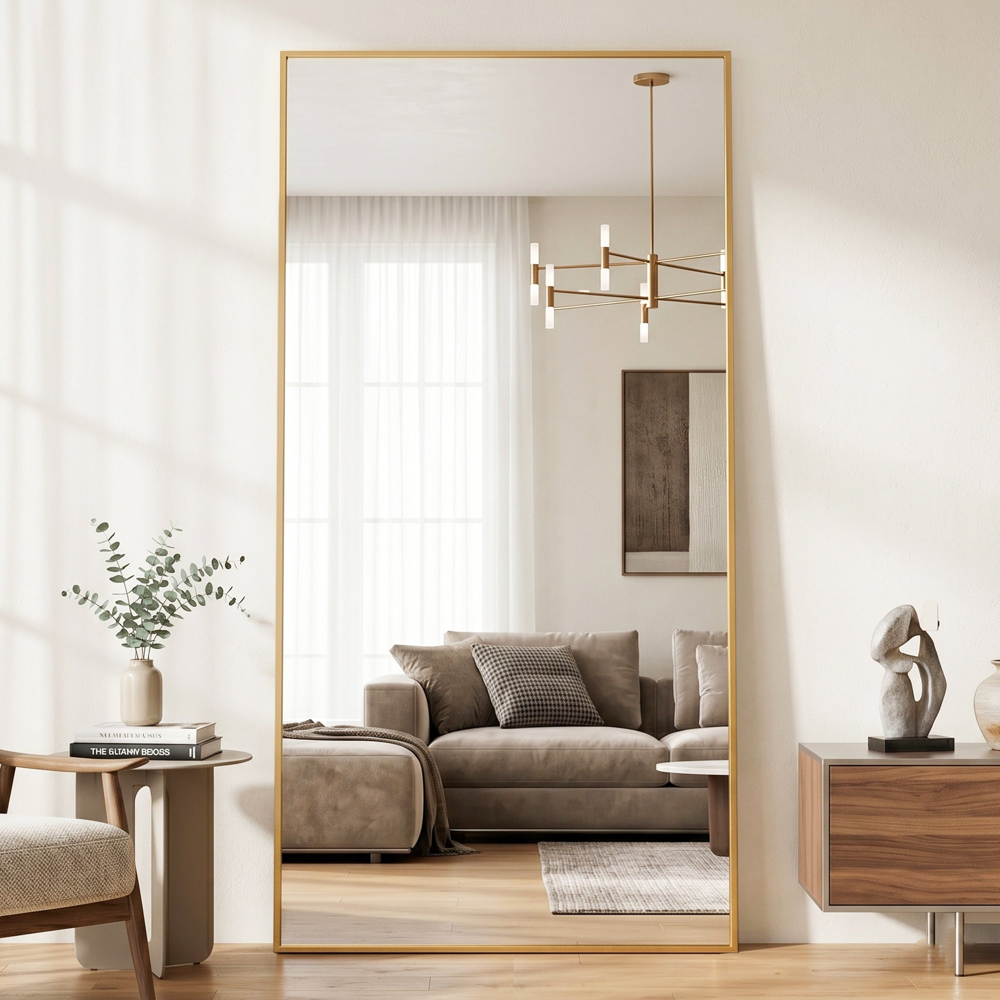 Antok Full Length Mirror, Wall Mounted Hanging Mirror with Aluminum Alloy Frame