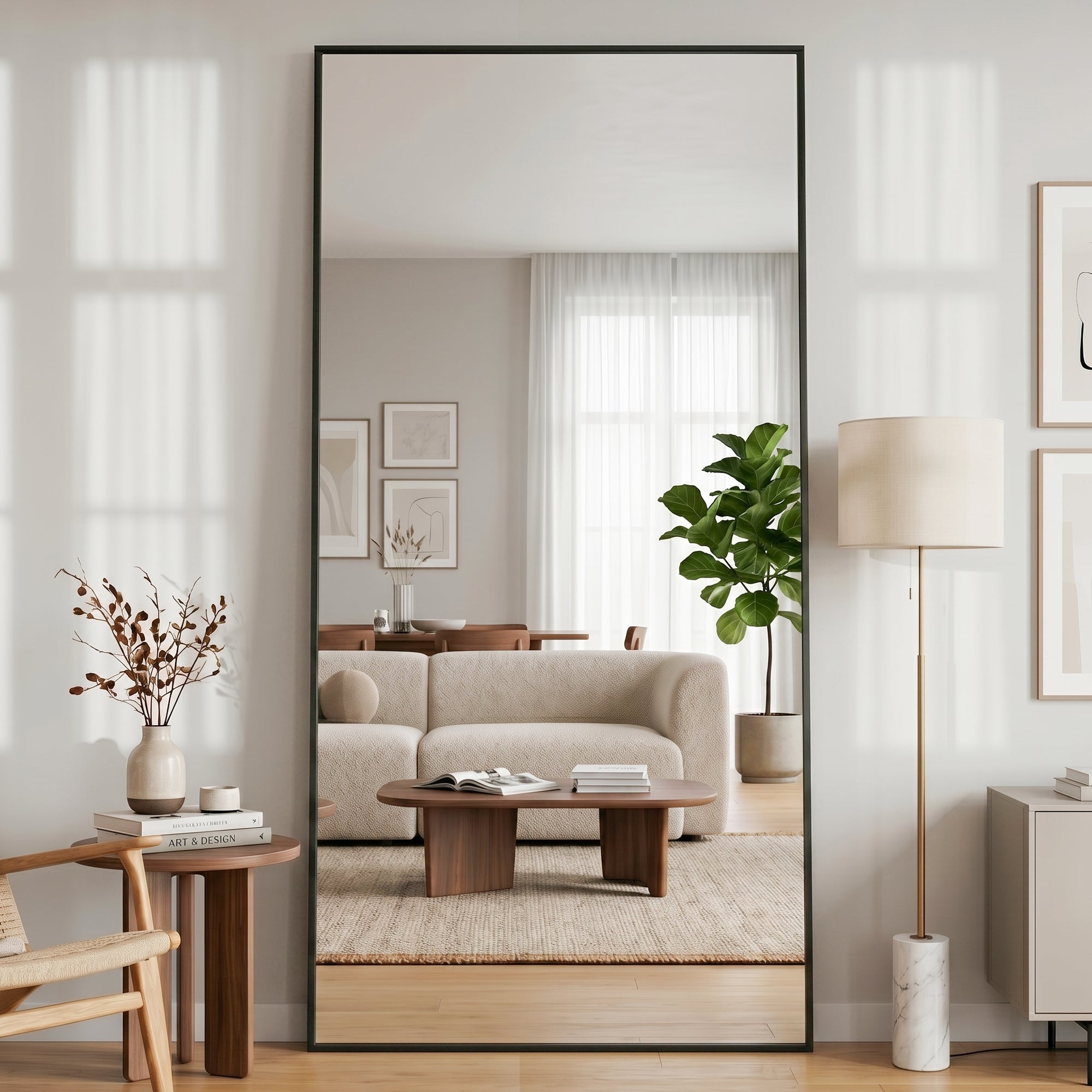 Antok Full Length Mirror, Wall Mounted Hanging Mirror with Aluminum Alloy Frame