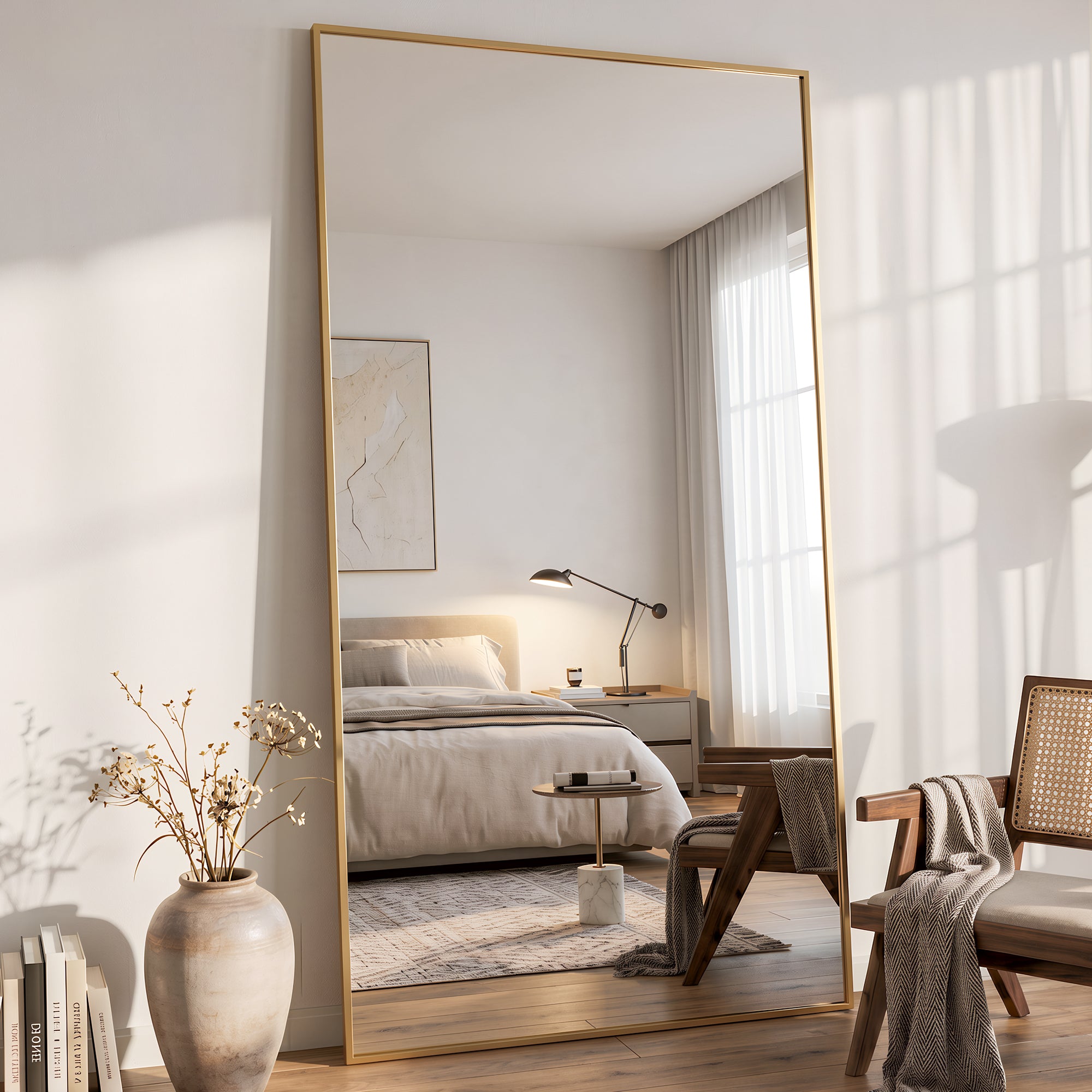 Antok Full Length Mirror, Wall Mounted Hanging Mirror with Aluminum Alloy Frame