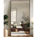 Antok Full Length Floor Mirror 81"x41" Rectangle Floor Standing Tall Mirror with Aluminum Frame, Leaning, Wall Mounted or Freestanding, Black