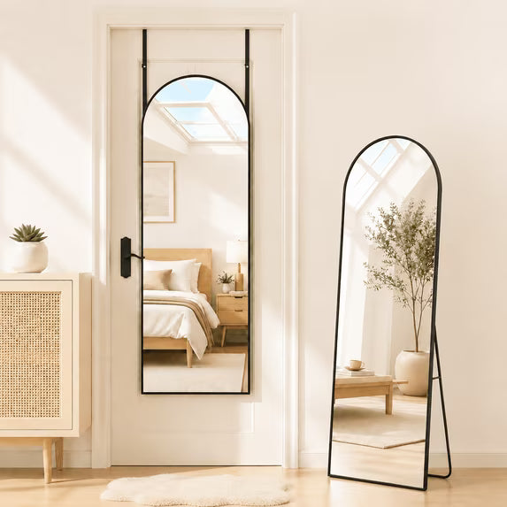 Antok Arched Full Length Floor Mirror Full Body Mirror with Stand, for Bedroom, Living Room, Cloakroom