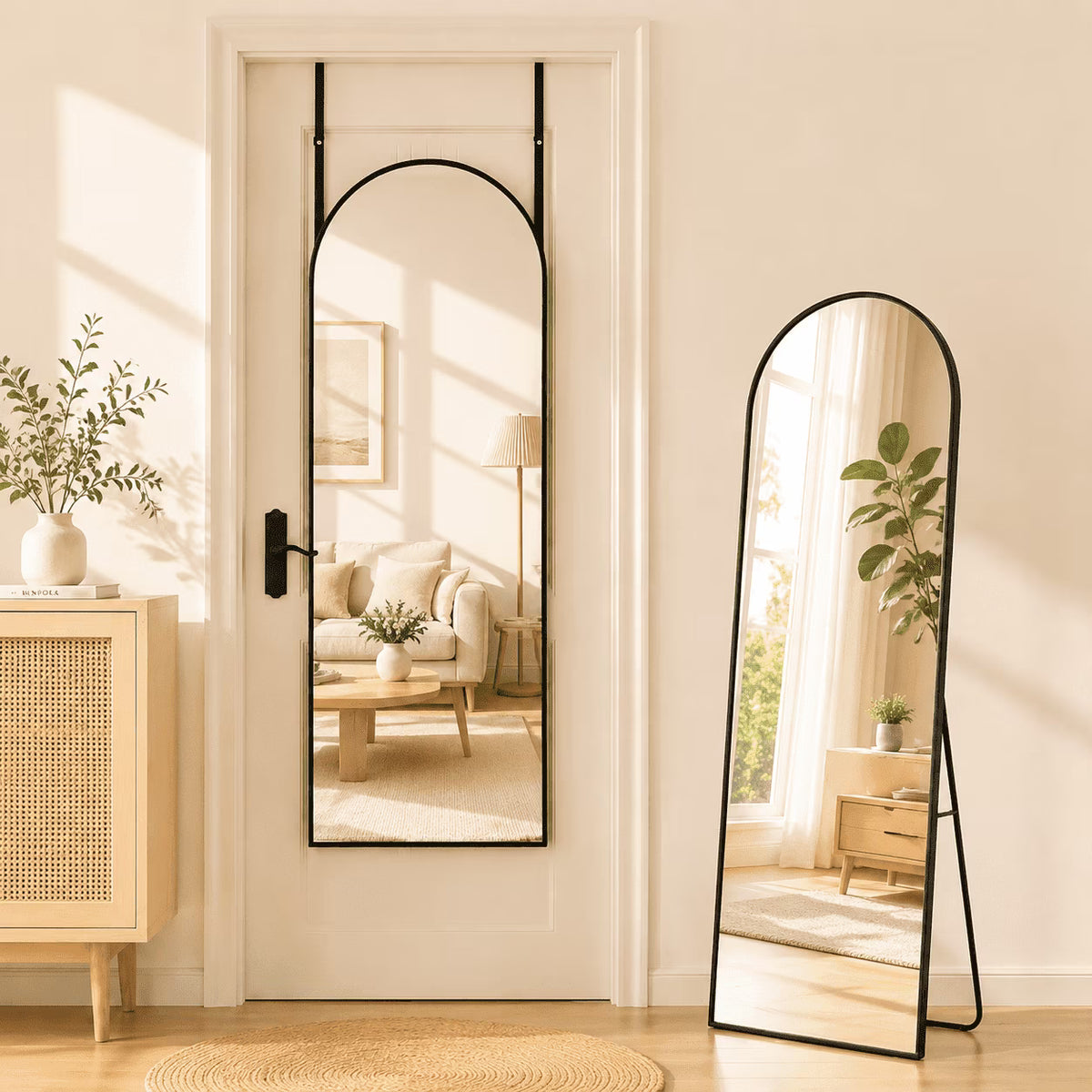 Antok Arched Full Length Floor Mirror Full Body Mirror with Stand, for Bedroom, Living Room, Cloakroom