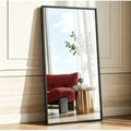 Antok 58"x 21" Rectangle Full Length Mirror Standing Floor Mirror Stand Up Mirror, Black Frame