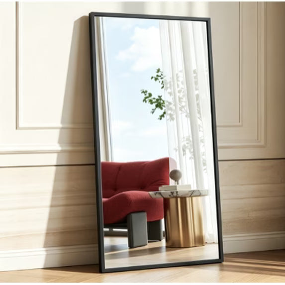 Antok 58"x 21" Rectangle Full Length Mirror Standing Floor Mirror Stand Up Mirror, Black Frame
