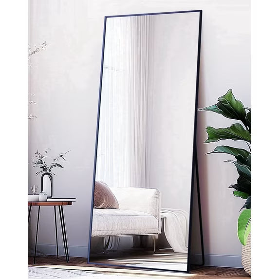 Antok Full Length Floor Mirror Rectangle Floor Standing Tall Mirror with Aluminum Frame, Leaning, Wall Mounted or Freestanding