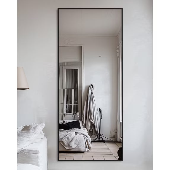 Antok Full Length Floor Mirror Rectangle Floor Standing Tall Mirror with Aluminum Frame, Leaning, Wall Mounted or Freestanding