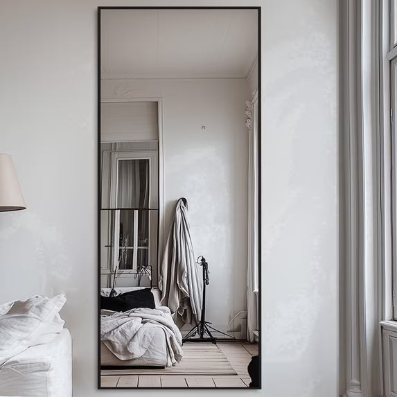 Antok Full Length Floor Mirror Rectangle Floor Standing Tall Mirror with Aluminum Frame, Leaning, Wall Mounted or Freestanding