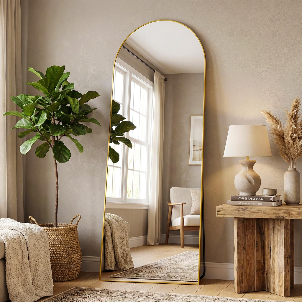Antok Full Length Floor Mirror, Aluminum Frame, Free Standing/Wall Mount/Leaning for Bedroom, Living Room, Dressing Room