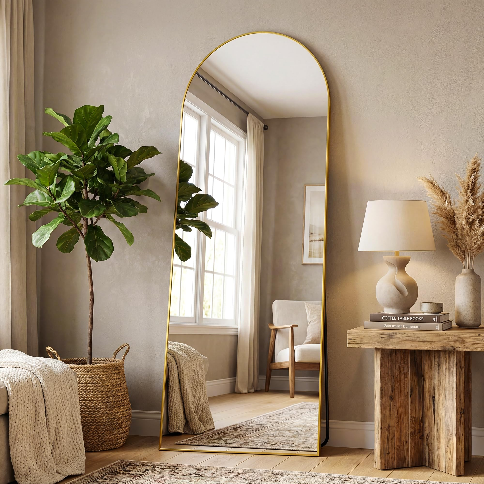 Antok Full Length Floor Mirror, Aluminum Frame, Free Standing/Wall Mount/Leaning for Bedroom, Living Room, Dressing Room