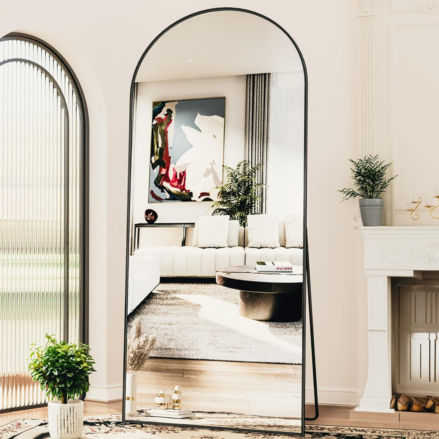 Antok Full Length Floor Mirror, Aluminum Frame, Free Standing/Wall Mount/Leaning for Bedroom, Living Room, Dressing Room