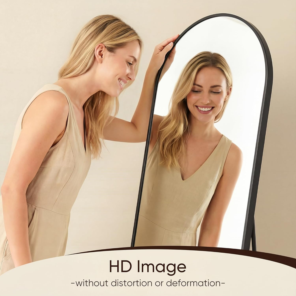 Antok Full Length Floor Mirror, Aluminum Frame, Free Standing/Wall Mount/Leaning for Bedroom, Living Room, Dressing Room
