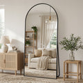 Antok Arched Full Length Mirror 71"x26.1", Standing Floor Mirror with Black Frame, Durable Anti-Shatter Glass, Freestanding/Wall Mountable for Bedroom, Living Room, Dressing Room